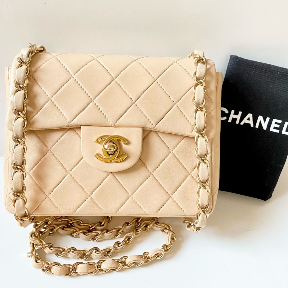 CHANEL GOLD PLATED MINI SQUARE FLAP❤️